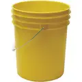 Pail: 5 gal, Open Head, Plastic, 12 3/8 in, 14 3/4 in Overall Ht, Round, Yellow