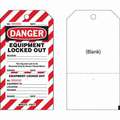 Brady Danger Tag, Cardstock, Equipment Locked Out, 7-1/2" x 4", 25 PK