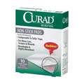 Curad Nonstick Pad, Bulk, Sterile, Perforated Mylar Film Bonded to a Cotton/Polyester Pad, PK 10