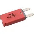 Plastic, Type 3 Mini Circuit Breaker; 10 Amp, Red