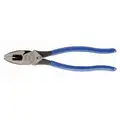 Klein Tools Linemans Plier: Flat, 9-3/8"Overall Lg, 1-5/8" Jaw Lg, 1-1/4" Jaw Wd, 5/8" Jaw Thick