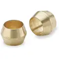 Brass Sleeve: Brass, Compression, For 1/8 in Tube OD, 3/16 in Overall Lg, 10 PK
