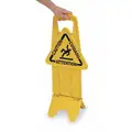 Rubbermaid Floor Safety Sign: Polypropylene, 25 in x 13 in x 13 1/4 in Nominal Sign Size, Not Retroreflective
