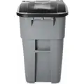 Rubbermaid BRUTE 50 gal. Rectangular Flat Top Roll Out Trash Can, 36-1/2"H, Gray