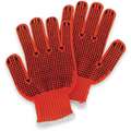 Knit Gloves, Acrylic Material, Knit Wrist Cuff, High Visibility Orange/Black, Glove Size: L
