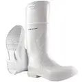 Dunlop Rubber Boot: Defined Heel/Plain Toe/Waterproof, Rigid Steel, PVC, White, DUNLOP, 7, Std Ht, 1 PR