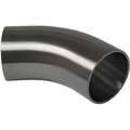 Long Tangent Elbow, 45 Degrees, 4" Tube Size, 45&deg; Elbow, T304 Stainless Steel, Butt Weld
