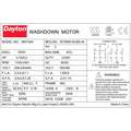 Dayton Washdown Motor, 3/4 HP, 3-Phase, Nameplate RPM 1,745, Voltage 208-230/460V AC, 56C Frame