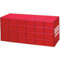 Steel Drawer Bin Cabinet, 35"W x 13"D x 16"H, 24 Drawers, Red