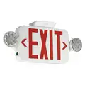 Number of Faces 1 or 2, LED, Exit Sign with Emergency Lights, White, Plastic, Letter Color Red