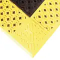 Notrax Drainage Mat, 3 ft. L, 30" W, 7/8" Thick, Rectangle, Black with Yellow Border