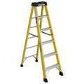 Werner Stepladder: 6 ft. Ladder H, 5 Steps, 300 lb Load Capacity, 41 in Base Spread, 22 in Bottom Wd