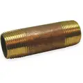Nipple: Red Brass, 3/4 in Nominal Pipe Size, 1 1/2 in Overall Lg, Threaded on Both Ends, Schedule 40