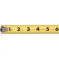 Komelon Magnetic Tip Tape Measure: 16 ft Blade Lg, 1 in Blade Wd, in/ft, Closed, Rubberized, Steel