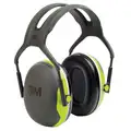 Over-the-Head Ear Muffs, 27 dB Noise Reduction Rating NRR, Dielectric Yes, Black, Chartreuse