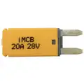 Plastic, Type 3 Mini Circuit Breaker; 20 Amp, Yellow