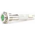 Flat Indicator Light: Green, Male .110 Connector, LED, 12V DC, Plastic (ABS)/LED/Brass Plated Chrome
