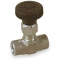 Needle Valve: Straight Fitting, 316 Stainless Steel, 1/4 in Pipe Size, FNPT