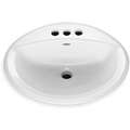Bathroom Sink: American Std, Aqualyn(R), White, Vitreous China, 20 3/8 in Overall Lg, 3 Faucet Holes