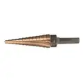 Step Drill Bit, High Speed Steel, 8 Hole Sizes, 5/32" Step Thickness, 1/8" - 1/2"
