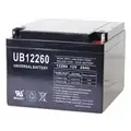 12 VDC, Sealed Lead Acid Battery, 26 Ah, Tab with Bolt Hole, 5.04" Height, 17.0 lb. Weight