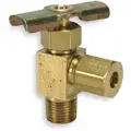 Needle Valve: Angled Fitting, Brass, 1/4 in x 5/16 in Pipe Size, MNPT x Tube