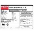 Dayton Auger Drive Motor, 1/3 HP, Split-Phase, Nameplate RPM 1,725, Voltage 115/230V AC, 56YZ Frame