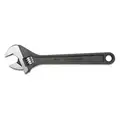 Adjustable Wrench, Alloy Steel, Black Oxide, 12", Jaw Capacity 1-1/2", Ergonomic