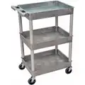 Thermoplastic Resin Flat Handle Utility Cart, 300 lb. Load Capacity, Number of Shelves: 3