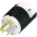 Hubbell Wiring Device-Kellems 15A Industrial Grade Non-Shrouded Locking Plug, Black/White; NEMA Configuration: L5-15P