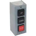 Dayton Push Button Control Station, 1NC, 2NO/2NC, Up/Down/Stop, Push Button/Push Button/Push Button