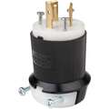 Hubbell Wiring Device-Kellems 20A Industrial Grade Non-Shrouded Locking Plug, Black/White; NEMA Configuration: L6-20P