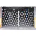 Folding Gate, Double, 12 to 14 ft Opening Width, 11" Folded Width, Steel, Gray