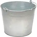 Bucket: 3.3 gal, Open Head, 12 3/4 in, 9 7/8 in Overall Ht, Steel, Round, Silver
