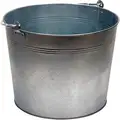 Bucket: 5 gal, Open Head, 14 1/4 in, 11 in Overall Ht, Steel, Round, Silver