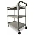 Dual-Handle Utility Cart with Lipped Plastic Shelves, 200 lb Load Capacity, Number of Shelves 3