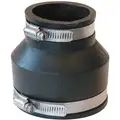 Flexible Coupling: PVC, 2 in_3 in For Nominal Pipe Size, 4 in Overall Lg, 2 Clamps Included, 4.3 psi