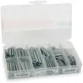 Carbon Steel Slotted Spring Pin Assortment, Zinc Plated, 204 Pieces