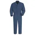 Coverall, 65% Polyester/35% Cotton, Twill, Navy Blue, Zipper, Men's, Size S