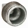 Galvanized Malleable Iron Square Head Plug, 1/4" Pipe Size, MNPT Connection Type