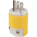 Hubbell Wiring Device-Kellems 15A Marine Grade Straight Blade Plug, Yellow; NEMA Configuration: 5-15P