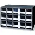 Steel Drawer Bin Cabinet, 17"W x 11"D x 11"H, 15 Drawers, Gray
