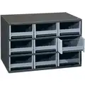 Steel Drawer Bin Cabinet, 17"W x 11"D x 11"H, 9 Drawers, Gray