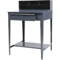 Shop Desk: Open-Base Desk, 34 1/2 in x 30 in x 53 in, 1 Drawers, 1 Shelves, Gray