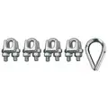 Wire Rope Clip and Thimble Kit, U-Bolt, 316 Stainless Steel, 3/4" For Wire Rope Dia.