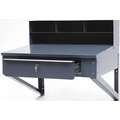 Wall-Mounted Shop Desk: 34 1/2 in Overall Wd, 37 1/2 in Overall Ht, Lockable, Gray