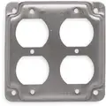 Raco Galvanized Zinc Electrical Box Cover, Box Type: Square, Number of Gangs: 2, 4" Width, 4" Length
