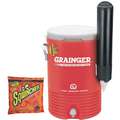 Beverage Dispenser: 5 gal Cooler Capacity, 20 1/8 in Exterior Ht, 12 21/64 in, Red