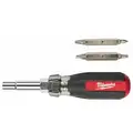 Milwaukee Multi-Bit Screwdriver, ECX, Phillips, Slotted, Square, Locking, Alloy Steel, Number of Pieces 12