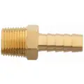 Brass Hose Barb with Straight Fitting Style, 3/8" Thread Size